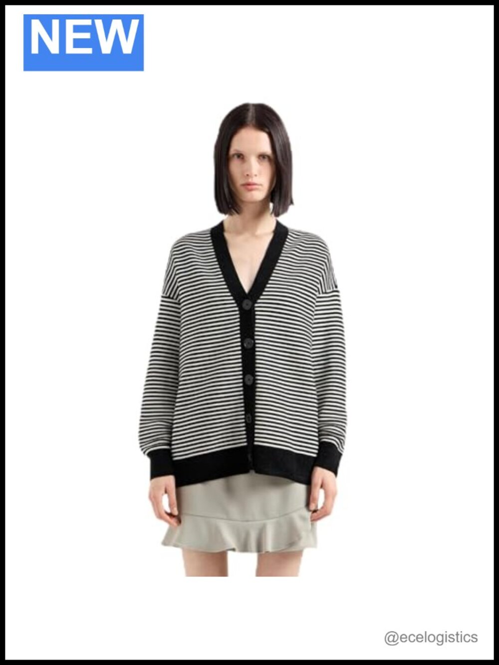 Armani Exchange Striped Cardigan Long Sleeve Knit Sweater